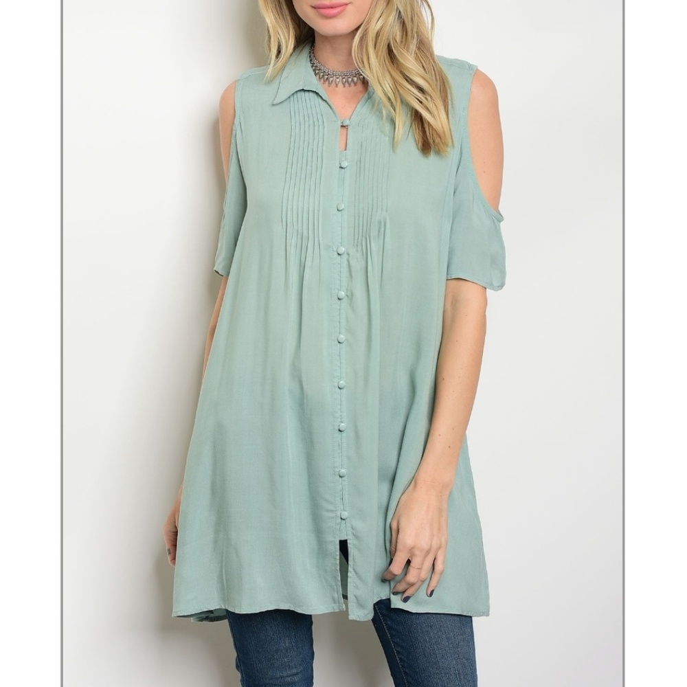 🌴SAGE COLD SHOULDER🌴 - Picture 1 of 2